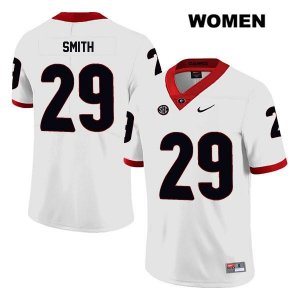 Women's Georgia Bulldogs NCAA #29 Christopher Smith Nike Stitched White Legend Authentic College Football Jersey TOW3254WL